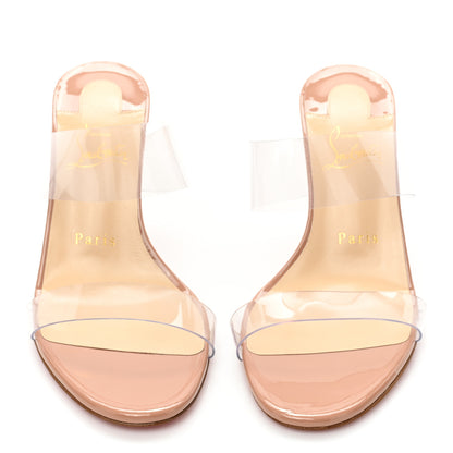 Christian Louboutin Patent PVC Just Nothing 85 Slide Sandals 37 Nude 2 of 9