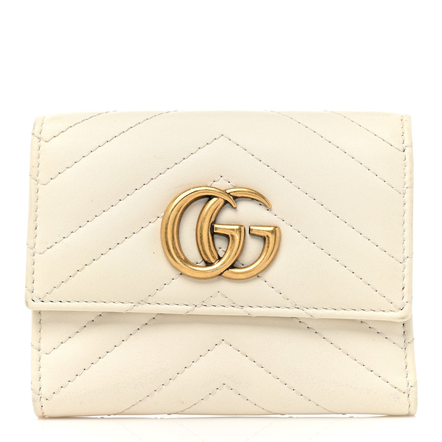 Calfskin Matelasse GG Marmont Wallet Mystic White