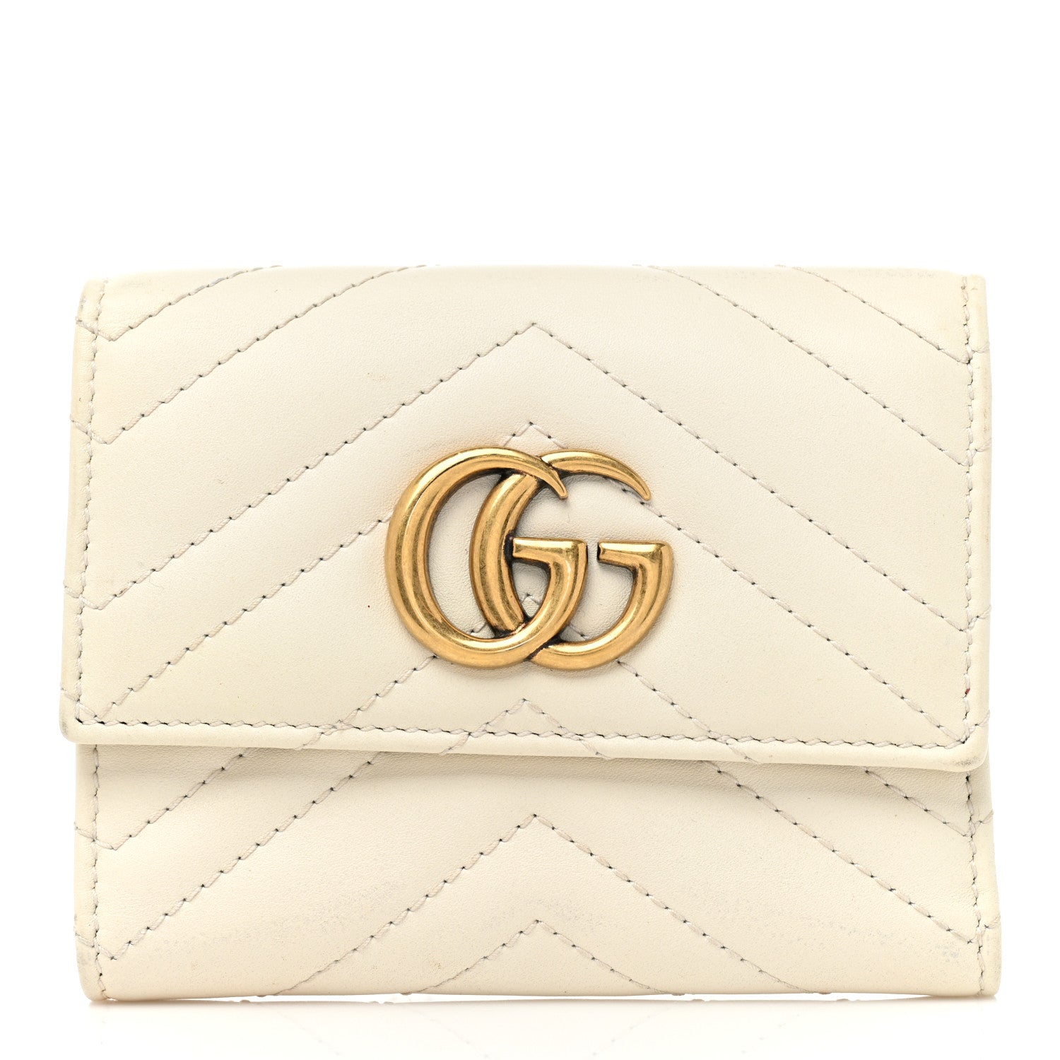 Gucci Calfskin Matelasse GG Marmont Wallet Mystic White 1 of 14