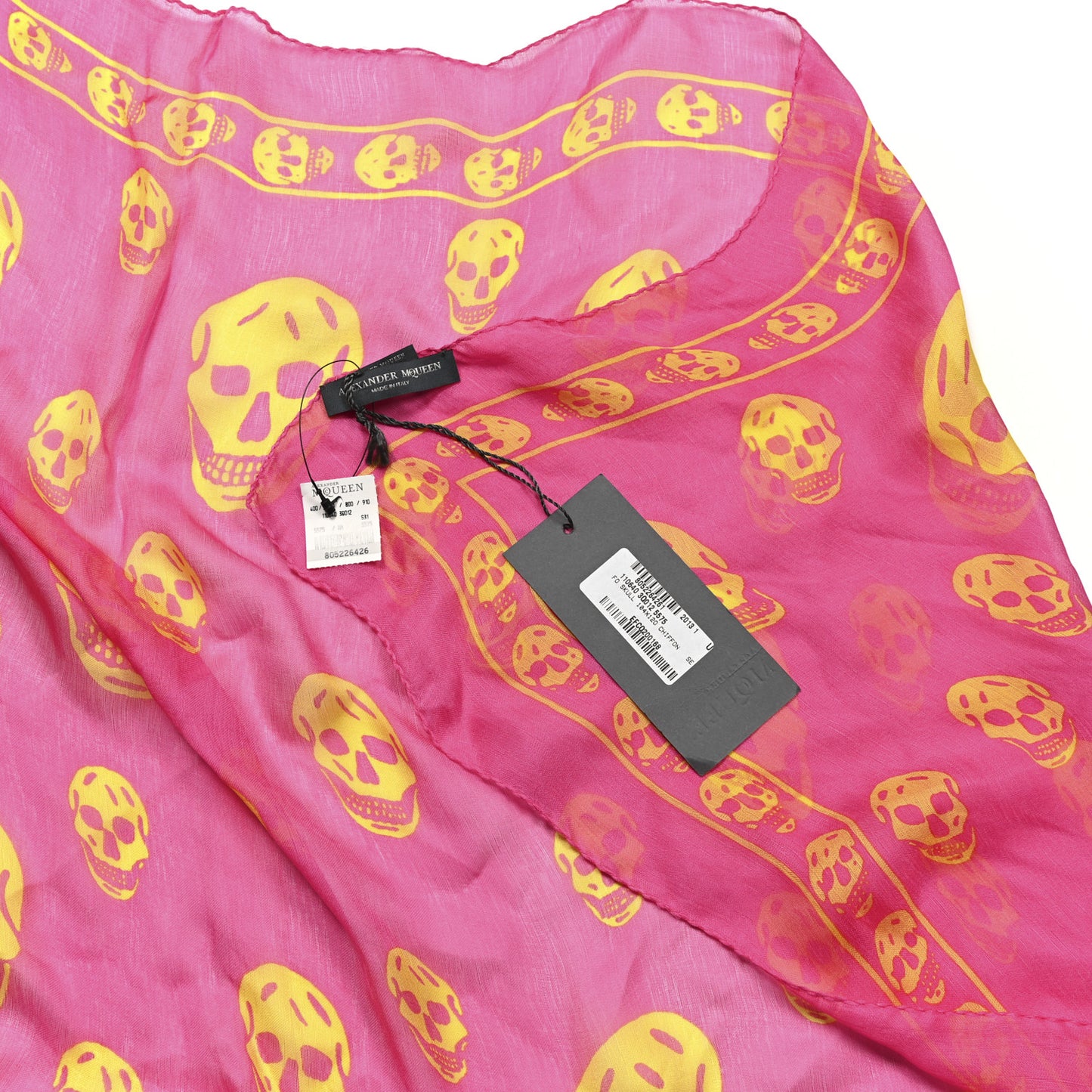 Silk Chiffon Skull Scarf Pink Yellow