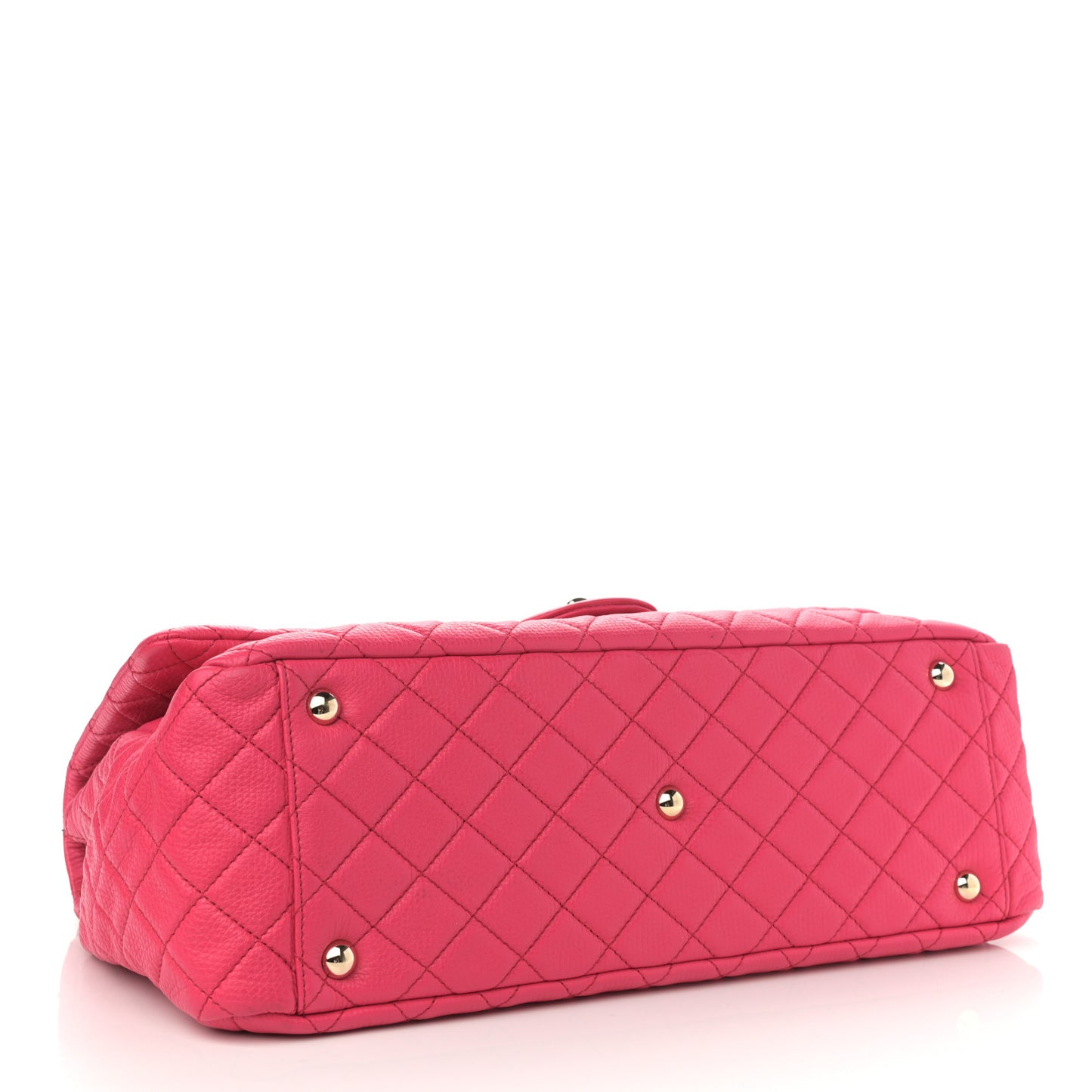 Calfskin Quilted XXL Travel Flap Bag Dark Pink