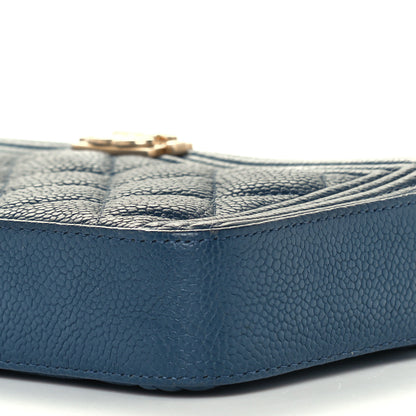 Chanel Caviar Quilted Small Boy Clutch With Chain Blue 10 of 10