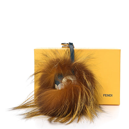 Fendi Fox Fur Vitello Lucy Junior Mini Monster Bag Bug Charm Ocean Multicolor Giallo 3 of 3