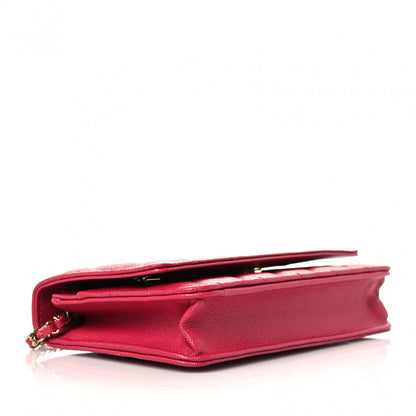 Chanel Caviar Quilted Wallet On Chain WOC Dark Pink 5 of 12