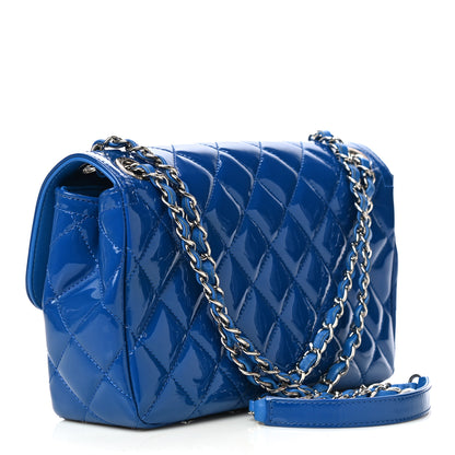 Chanel Patent Quilted Large Coco Shine Flap Blue 2 of 9
