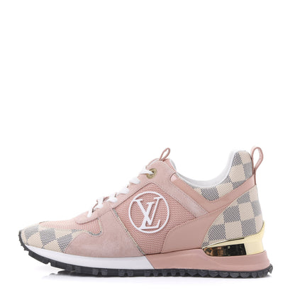 Louis Vuitton Suede Damier Azur Run Away Sneakers 37 Pink 1 of 9