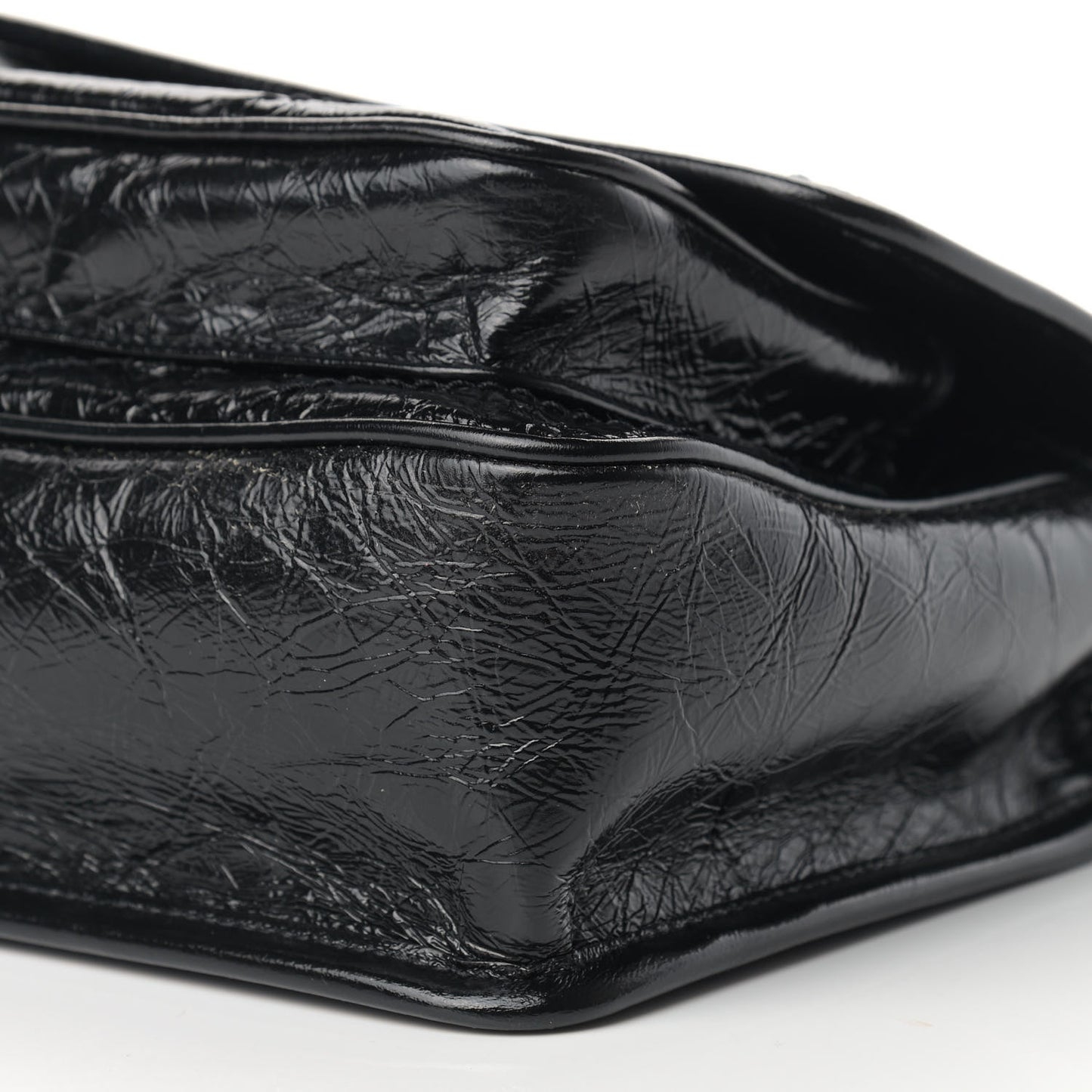 Crinkled Calfskin Matelasse Monogram Baby Niki Chain Satchel Black