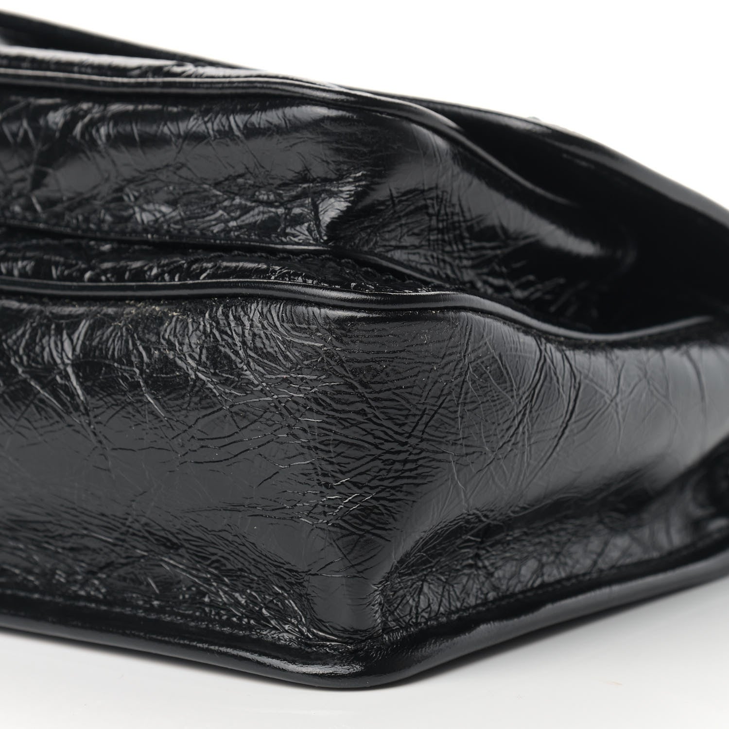Saint Laurent Crinkled Calfskin Matelasse Monogram Baby Niki Chain Satchel Black 9 of 10