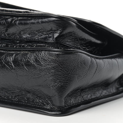 Saint Laurent Crinkled Calfskin Matelasse Monogram Baby Niki Chain Satchel Black 9 of 10
