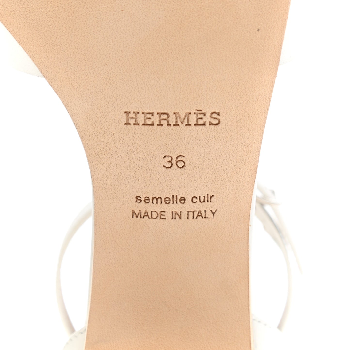 Calfskin Encens 50 Sandals 36 White