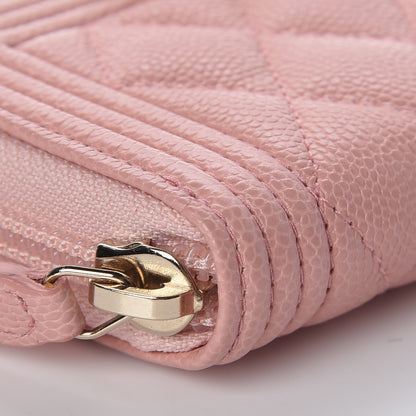 Chanel Caviar Quilted Boy Zip Around Coin Purse Wallet Light Pink 8 of 10