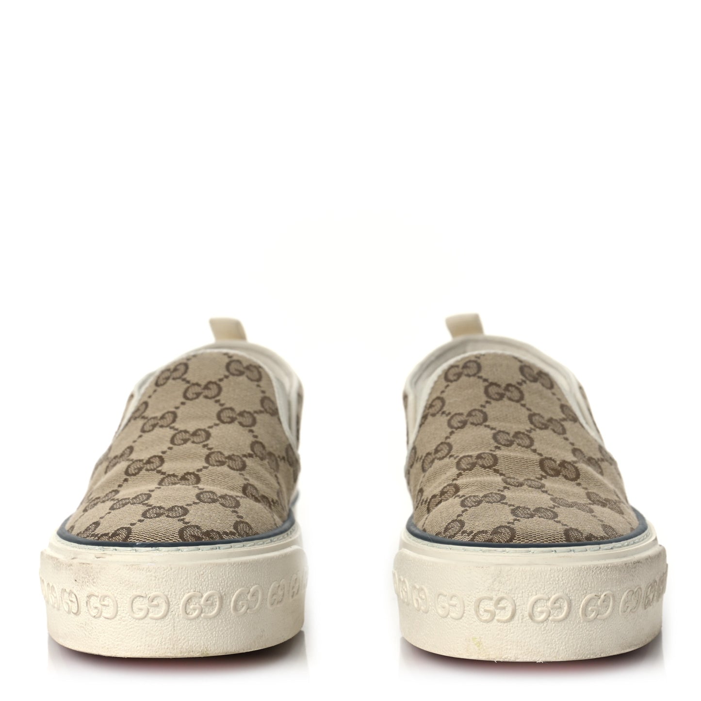 GG Monogram Womens 1977 Tennis Slip On 30mm Sneakers 37.5 Beige Ebony Mystic White