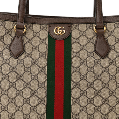 Gucci GG Supreme Monogram Textured Calfskin Web Medium Ophidia Shopping Tote Beige Ebony New Acero 8 of 10
