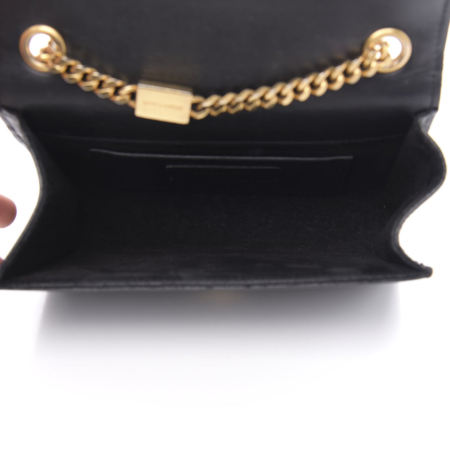 Calfskin Small Classic Monogram Kate Tassel Satchel Black