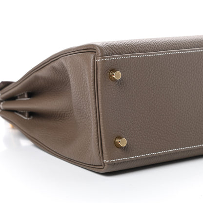 Hermes Taurillon Clemence Kelly Retourne 28 Etoupe 9 of 11