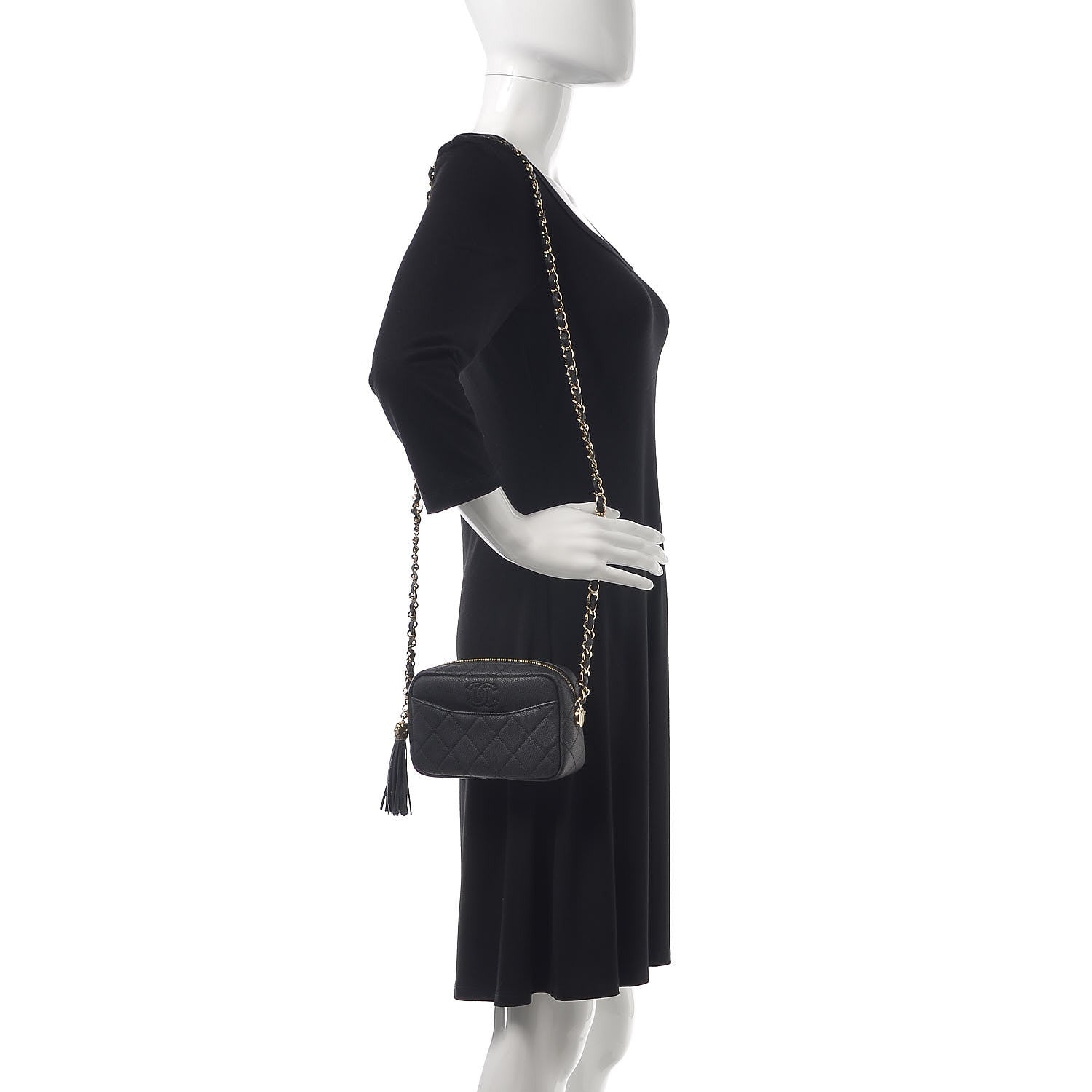 Chanel Iridescent Caviar Quilted Mini Coco Tassel Camera Case Black 2 of 8