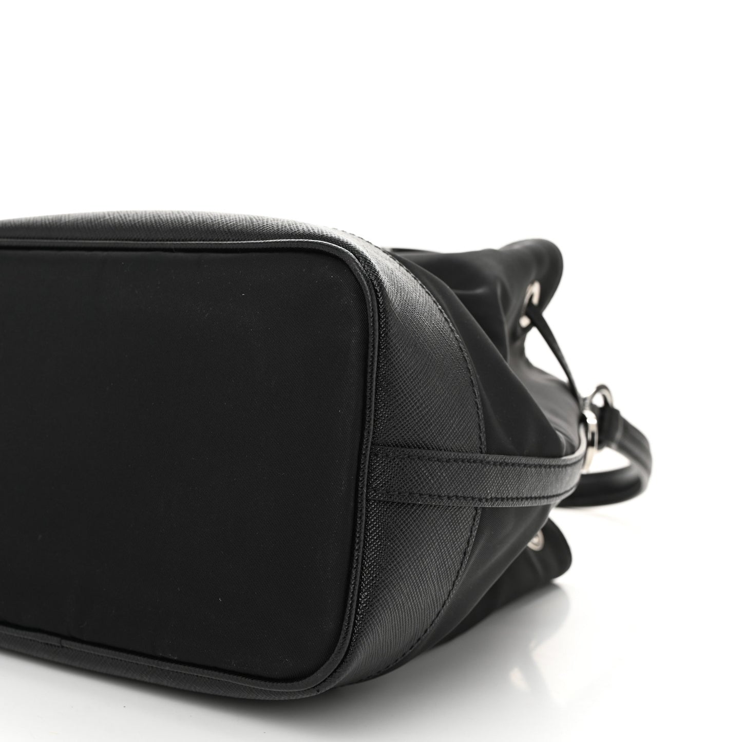 Tessuto Nylon Saffiano Secchiello Bucket Bag Black