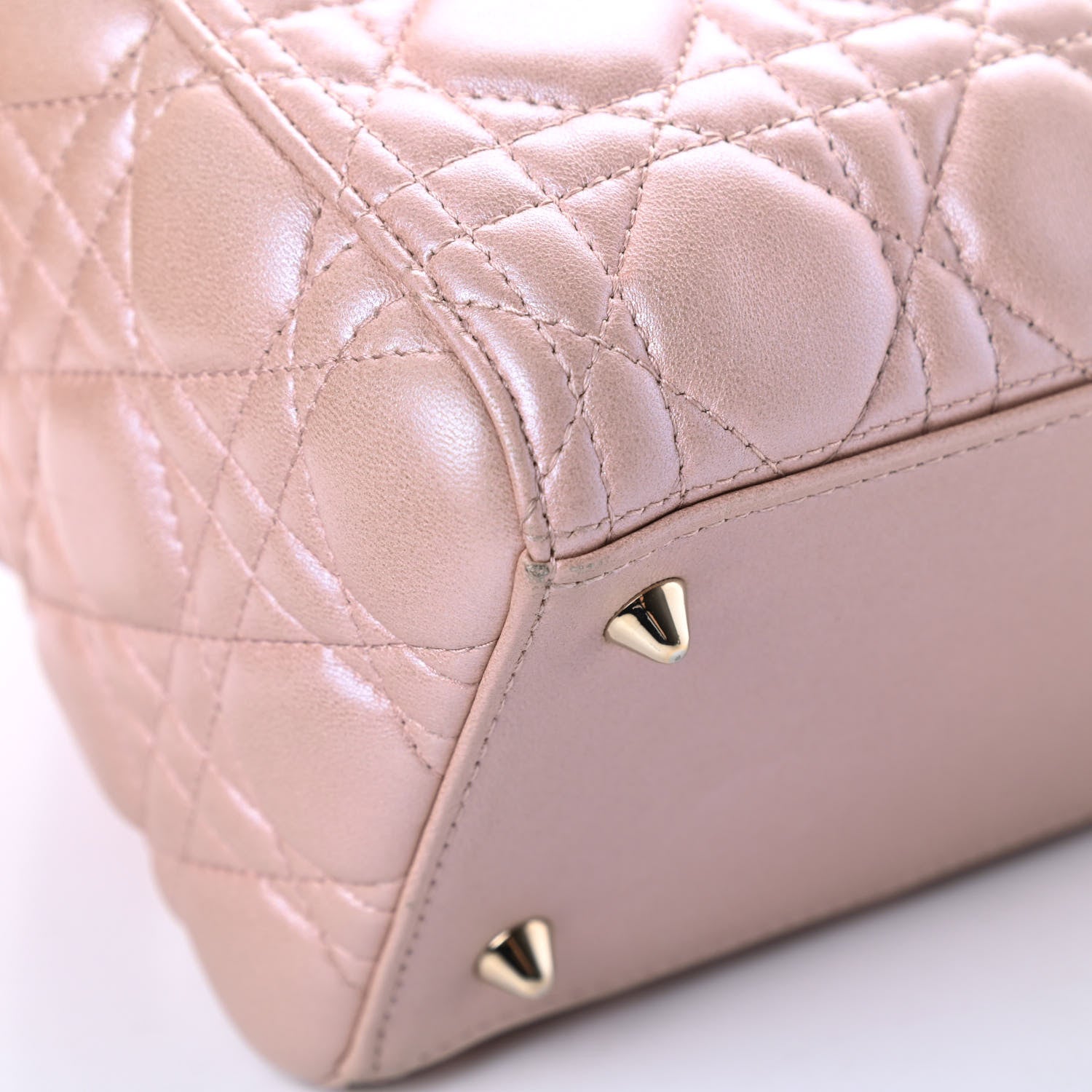 Christian Dior Pearly Lambskin Cannage Medium Lady Dior Lotus 9 of 16