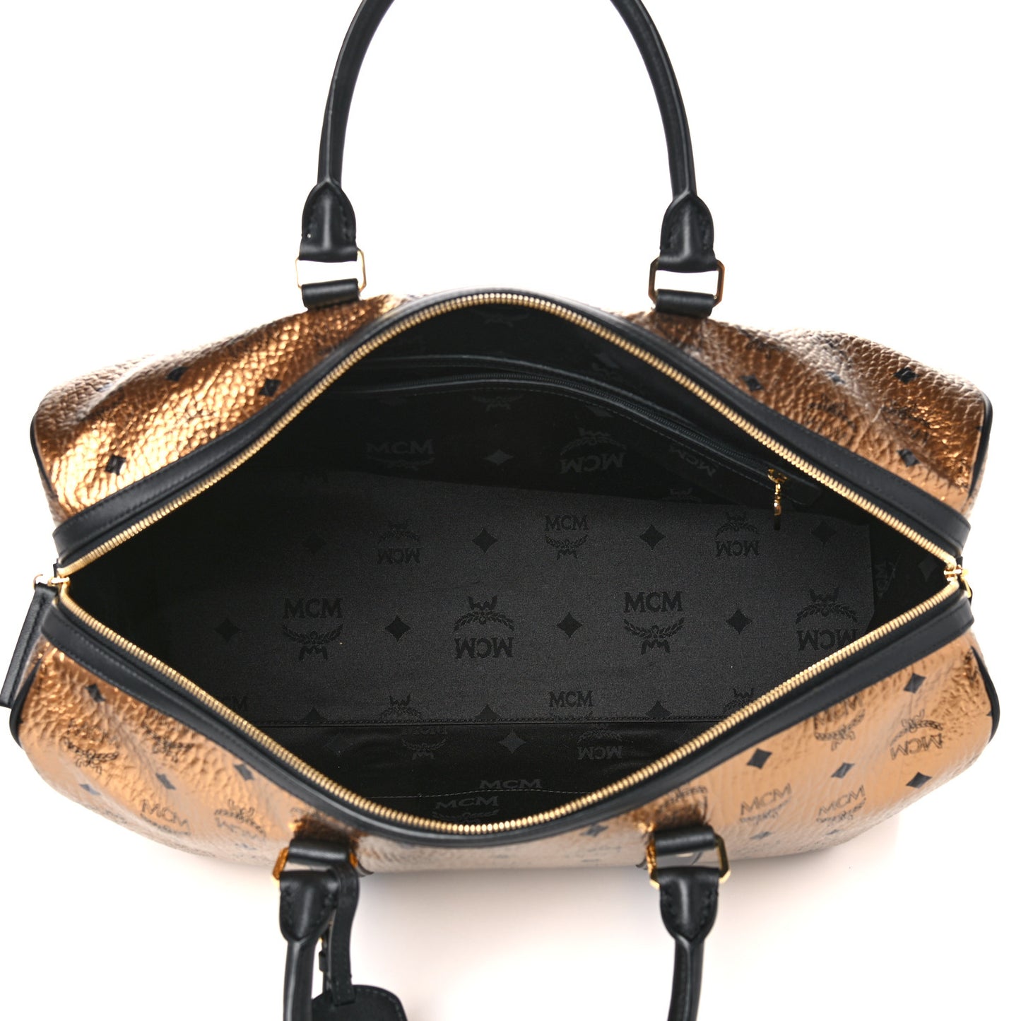 Metallic Visetos Traveler Weekender Duffle Bag Gold