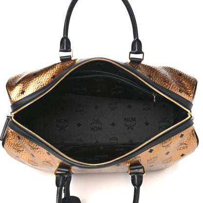 MCM Metallic Visetos Traveler Weekender Duffle Bag Gold 5 of 15