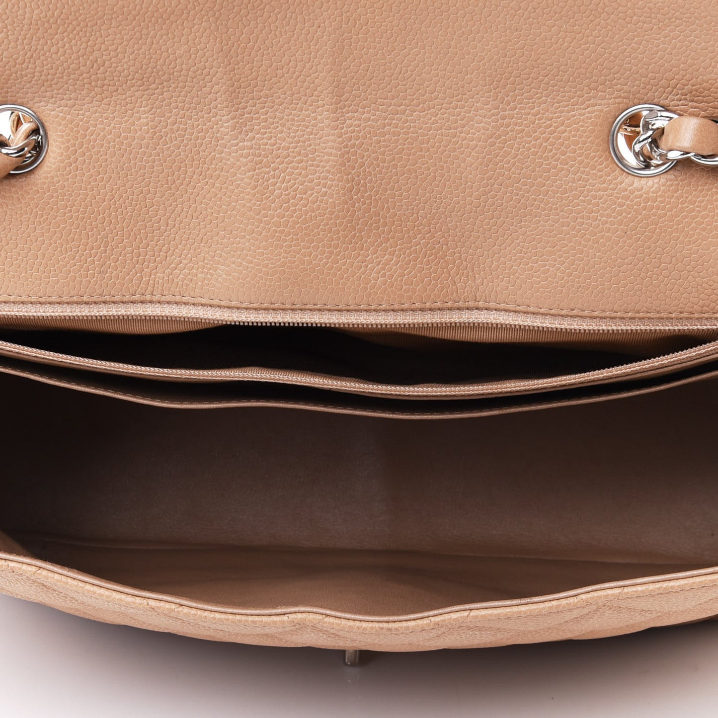 Caviar Quilted Jumbo Single Flap Beige
