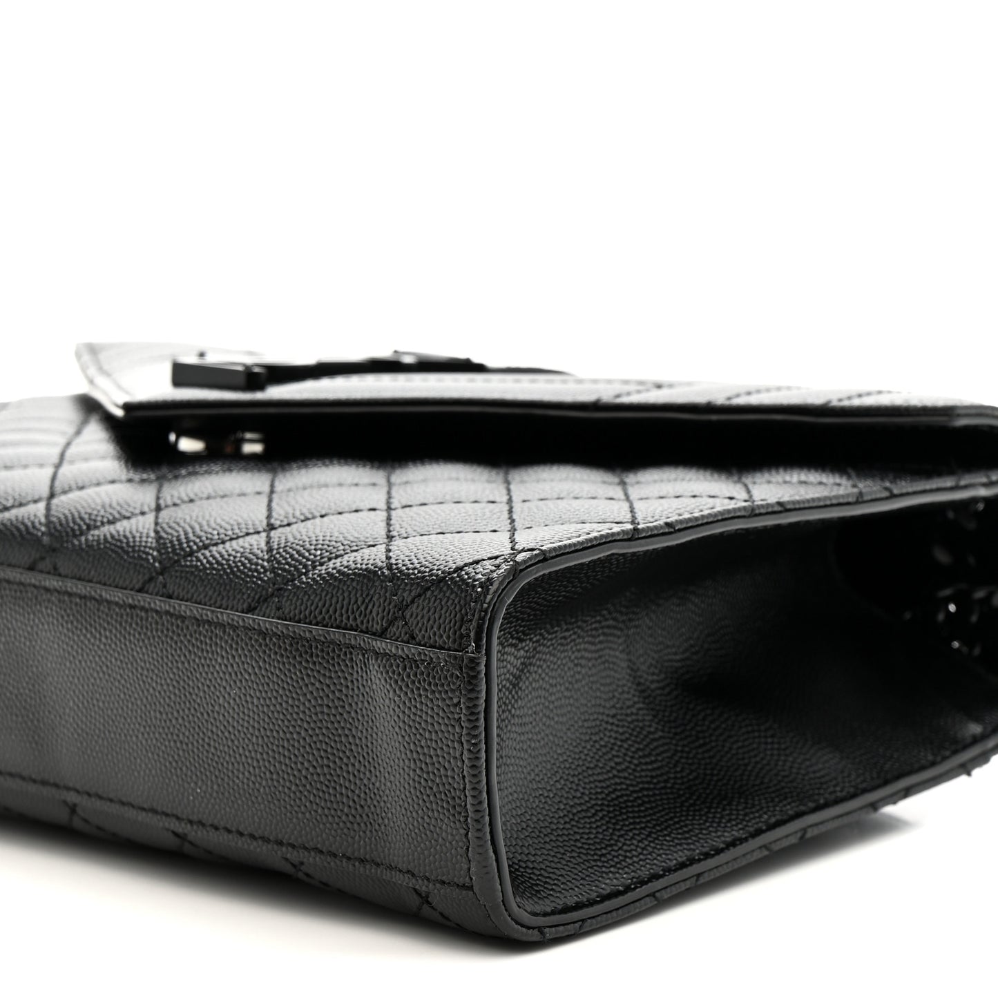 Grain De Poudre Textured Mixed Matelasse Triquilt Medium Monogram Monochrome Satchel Black