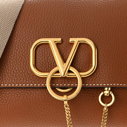 Valentino Garavani Pebbled Calfskin Small VRing Shoulder Bag Saddle Brown 7 of 9