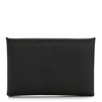 Hermes Epsom Calvi Card Case Black 1 of 8