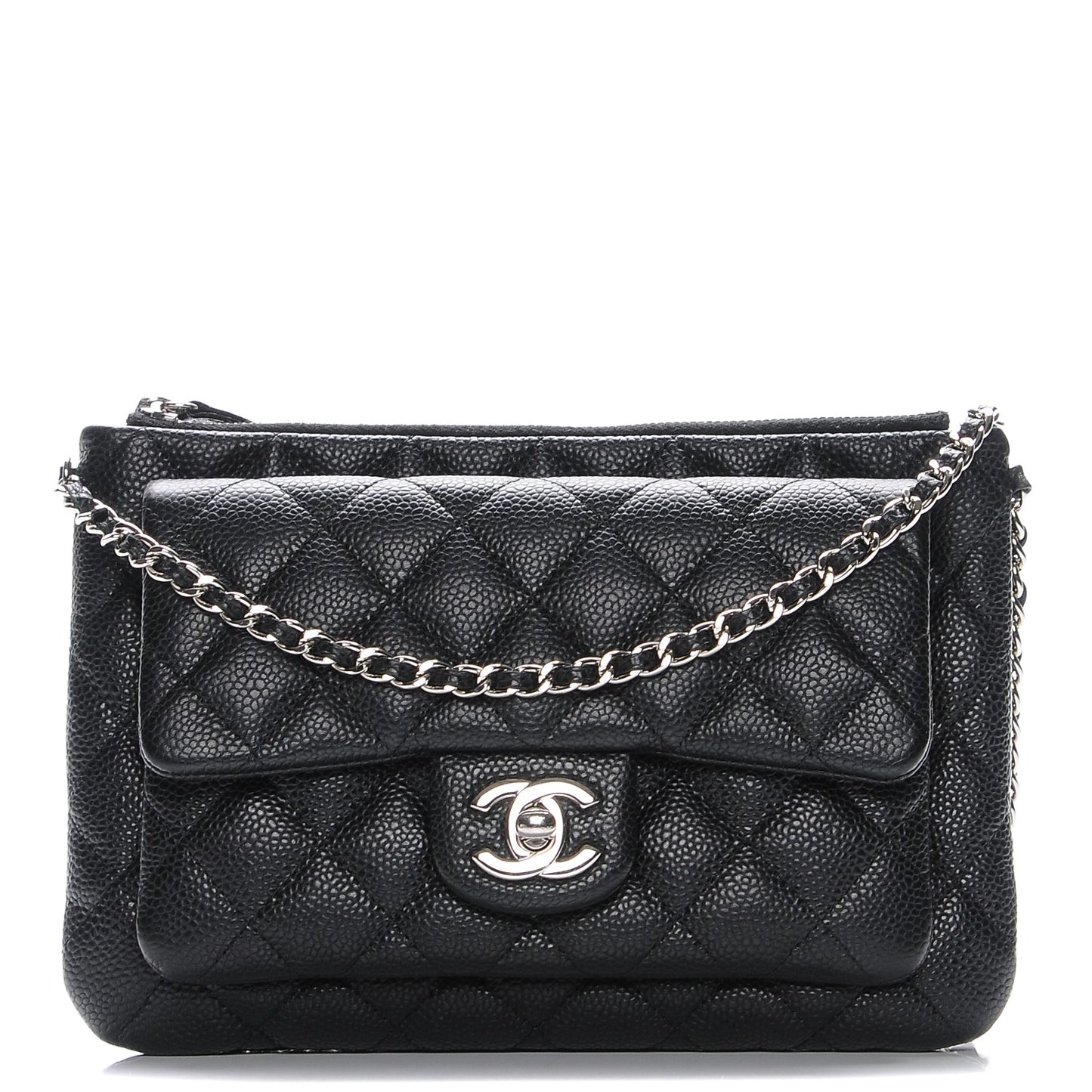 Caviar Quilted Daily Zip Crossbody Bag Black