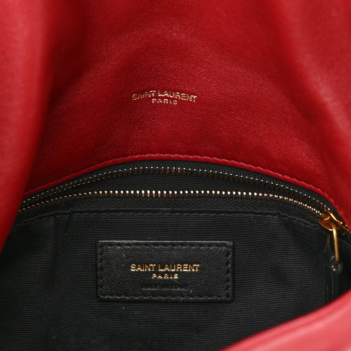Lambskin Quilted Small Loulou Puffer Monogram Chain Satchel Red