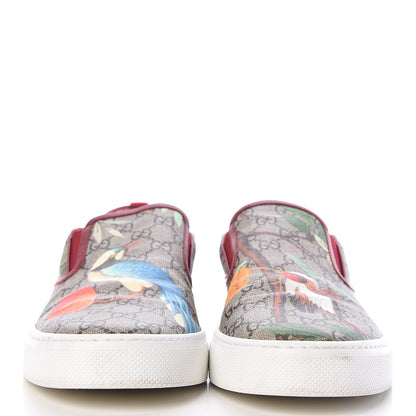Gucci GG Supreme Monogram Tian Mens Dublin Slip On Sneakers 13 Beige Multicolor Red 2 of 14