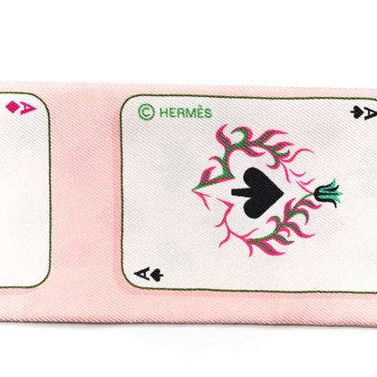 Hermes Silk Jeu de Cartes Twilly Rose Nacre Fuchsia Rouge 3 of 4