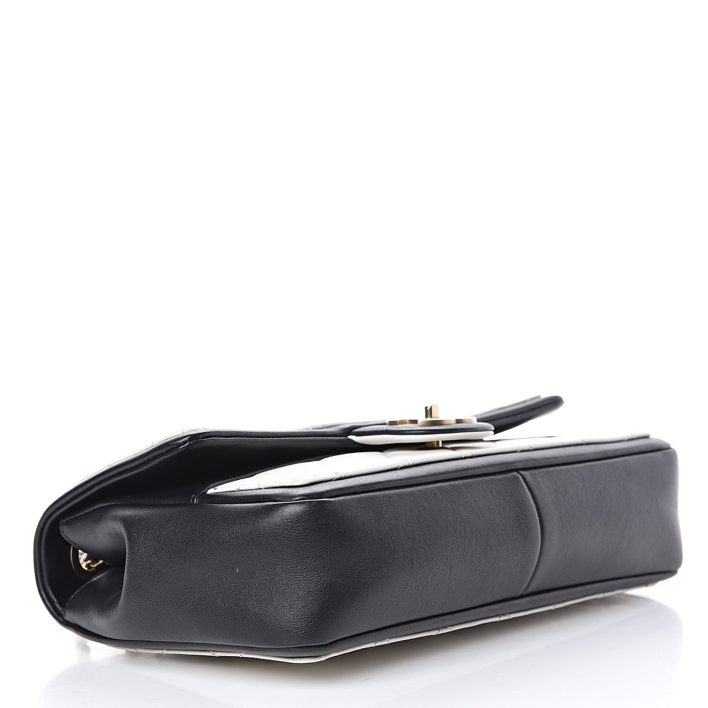 Lambskin Quilted Graphic Medium Flap White Black