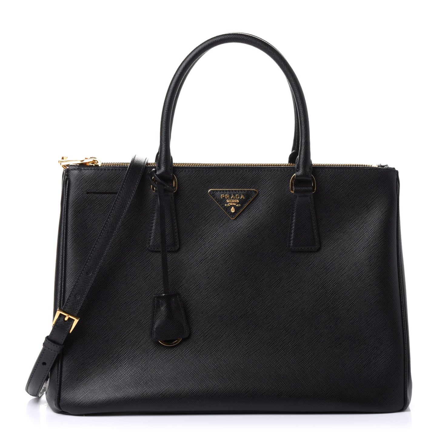 Saffiano Medium Galleria Double Zip Tote Black