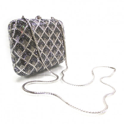 Judith Leiber Swarovski Crystal Minaudiere Clutch Silver 3 of 8