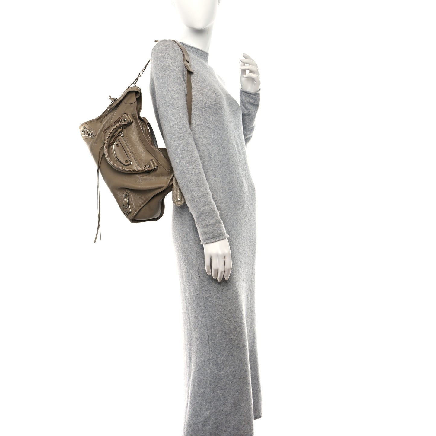 Chevre Silver Metallic Edge Hardware City Beige Dune Argille