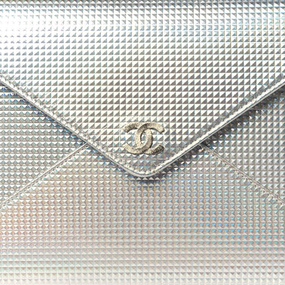 Chanel Metallic Lambskin Embossed Envelope Clutch Silver 8 of 8
