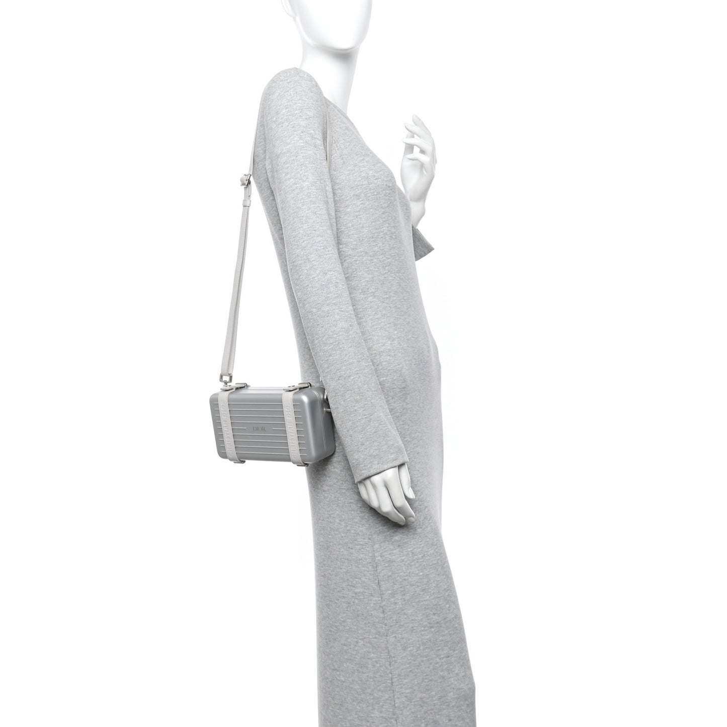 X RIMOWA Aluminum Personal Clutch On Strap Silver