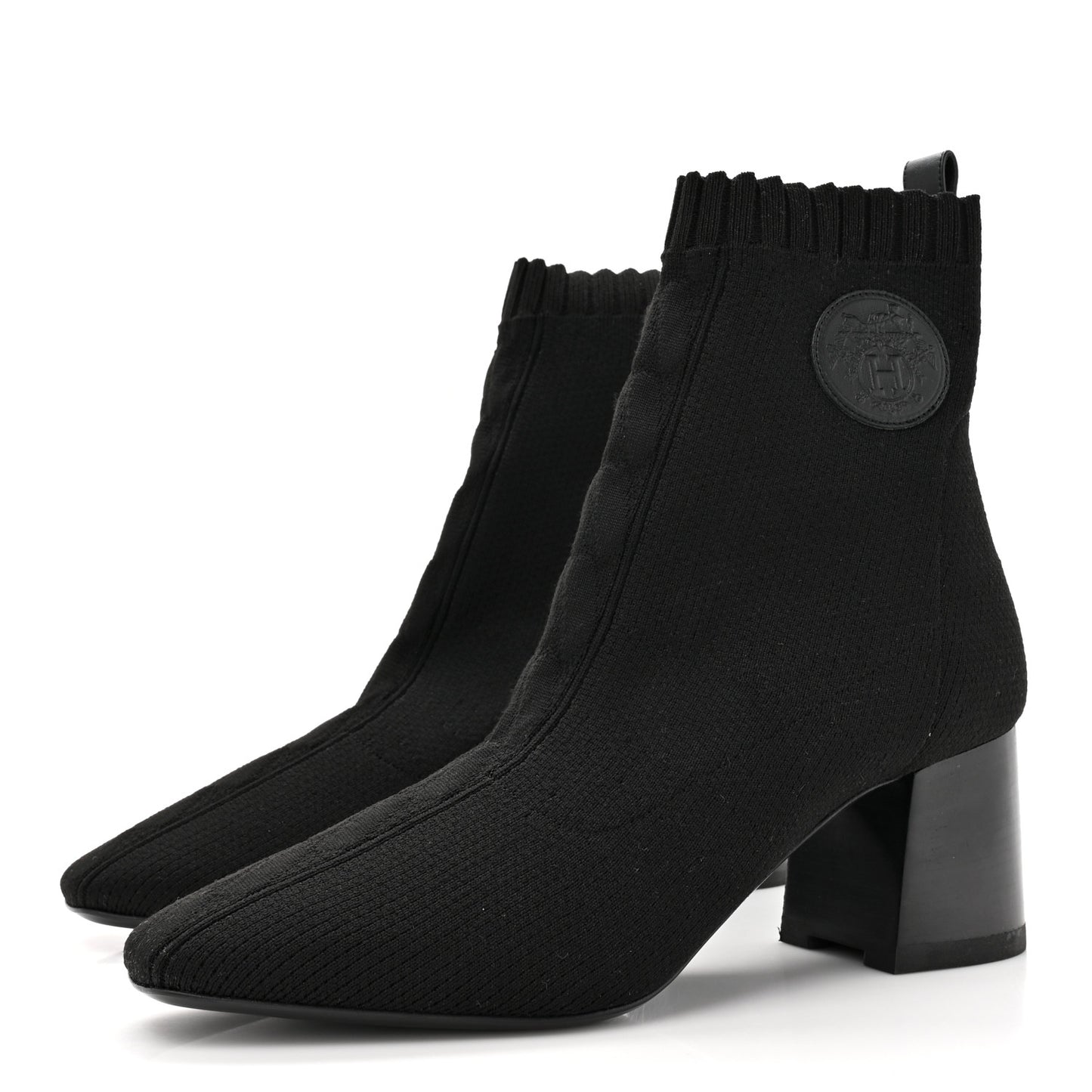 Knit Calfskin Volver 60 Ankle Boots 39.5 Black
