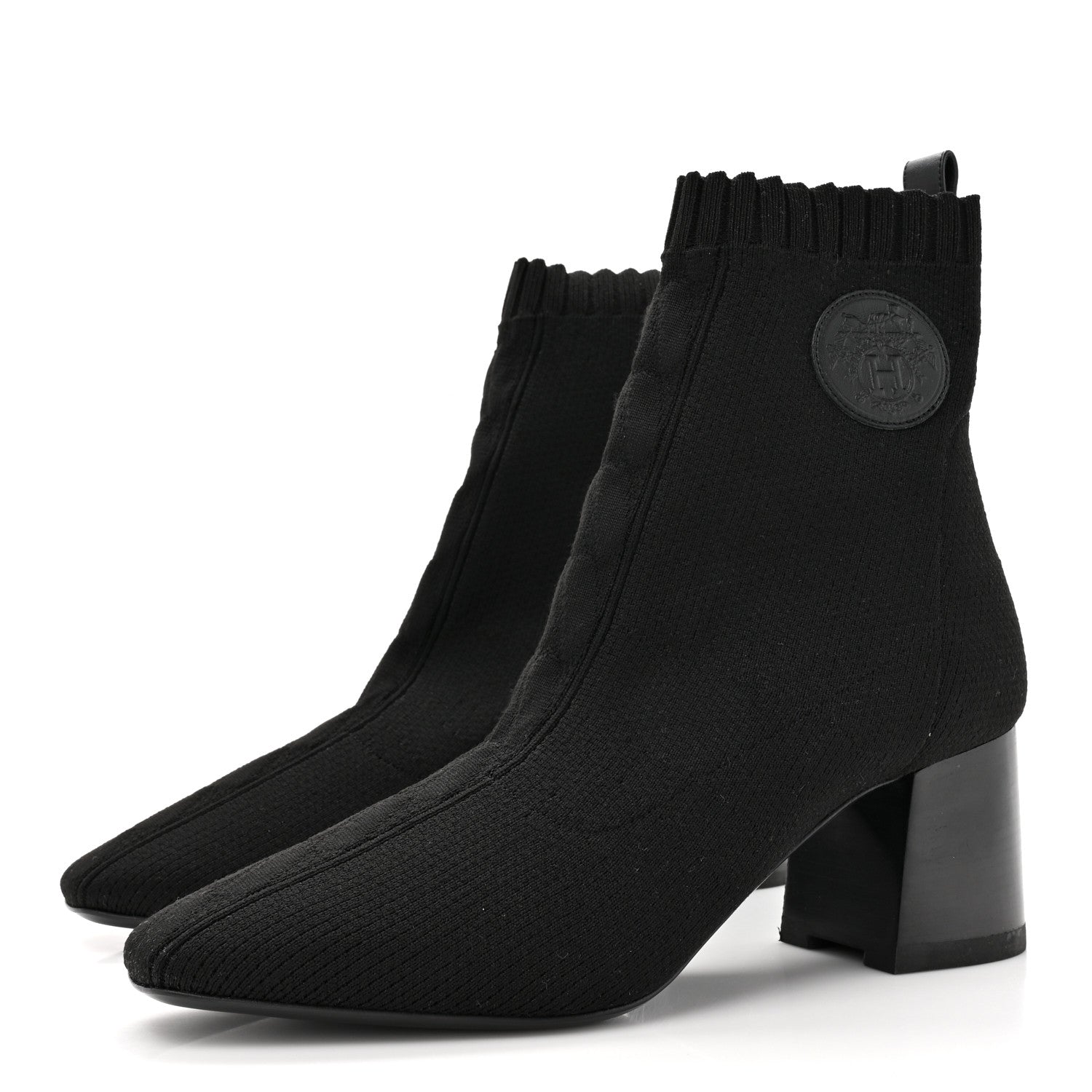 Hermes Knit Calfskin Volver 60 Ankle Boots 39.5 Black 3 of 9