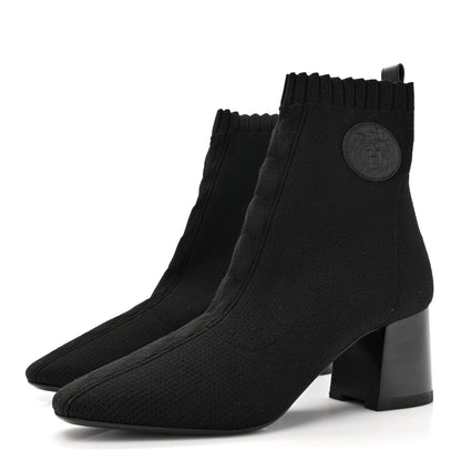 Hermes Knit Calfskin Volver 60 Ankle Boots 39.5 Black 3 of 9