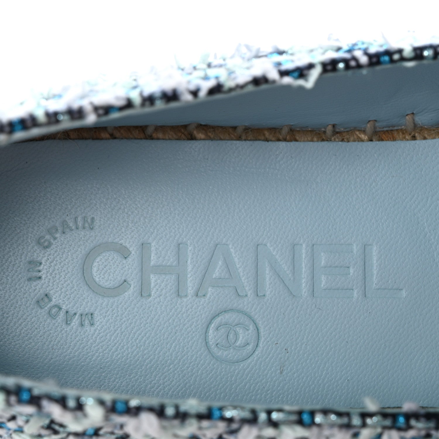 Chanel Tweed CC Espadrilles 36 Navy Blue Green Blue 8 of 10