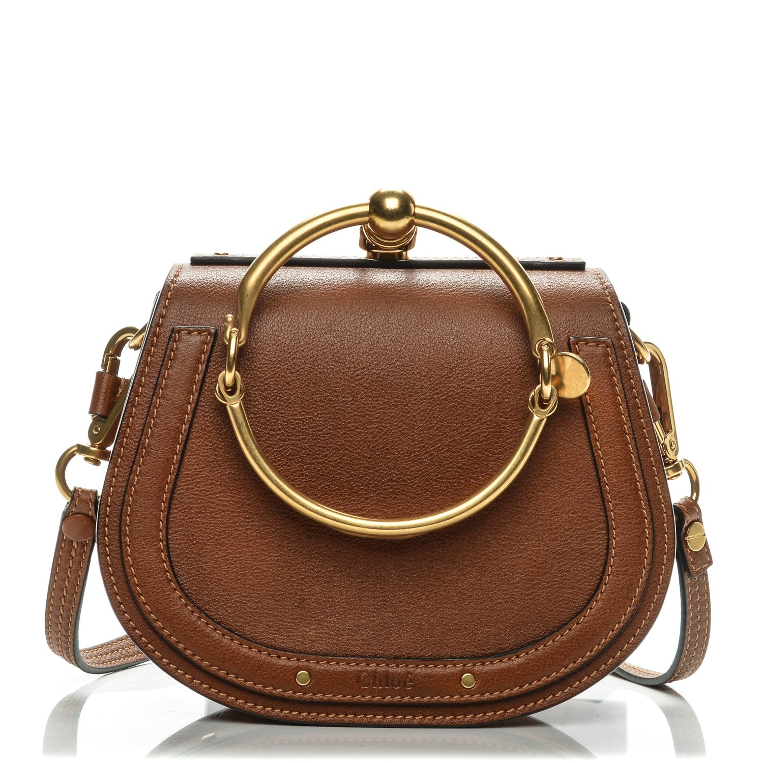 Chloe Calfskin Suede Small Nile Bracelet Bag Caramel 1 of 7