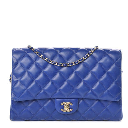 Chanel Lambskin Quilted Clutch With Chain Flap Blue 1 of 14