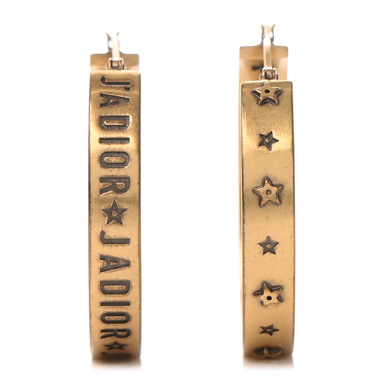 Metal J'Adior Star Hoop Earrings Aged Gold