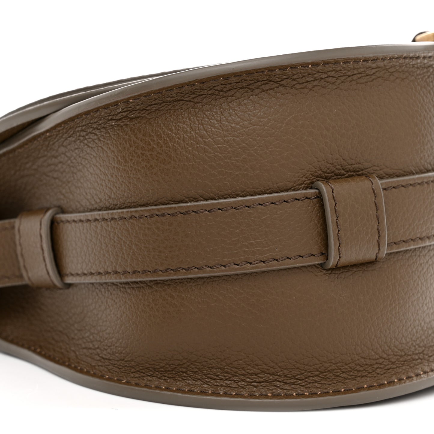 Grained Calfskin Small Marcie Saddle Bag Dark Khaki
