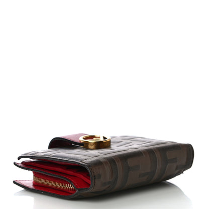 Fendi Vitello Cruise F is Fendi Bi-Color FF 1974 Embossed Compact Wallet Maya Black Fragola 4 of 10