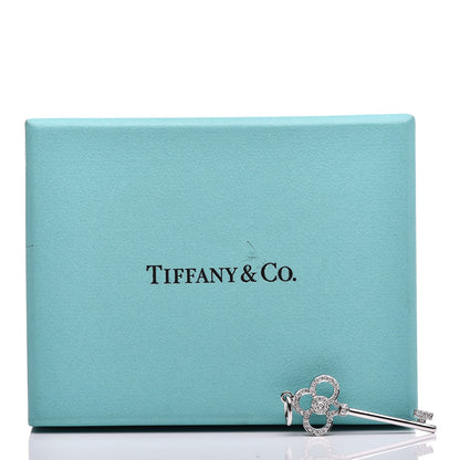 Tiffany 18K White Gold Diamond Crown Key Pendant 4 of 4