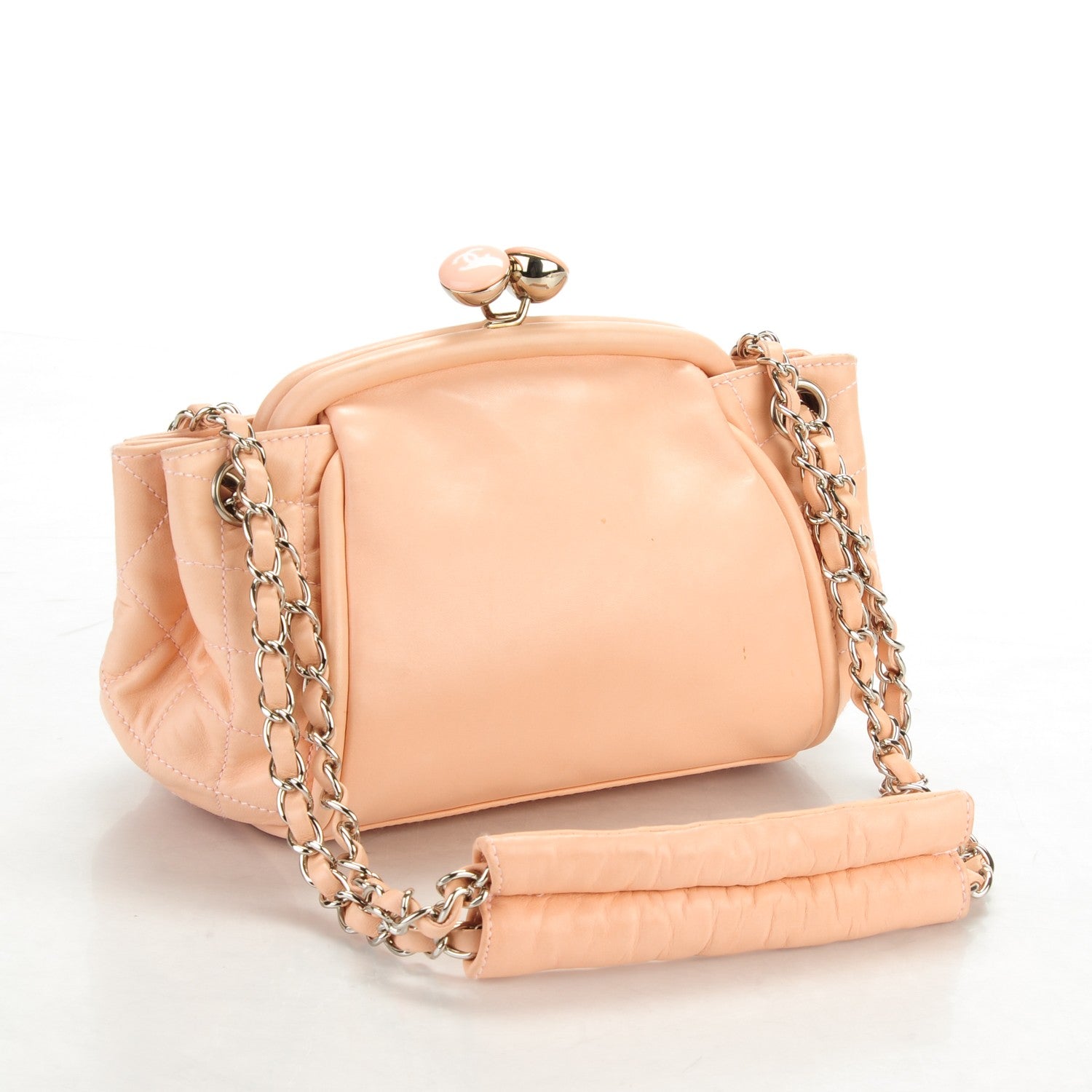 Chanel Lambskin CC Kiss Lock Accordion Bag Rose Clair 162889