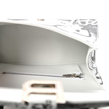 Balenciaga Smooth Calfskin Graffiti Hourglass Top Handle Bag Small White Black 5 of 9